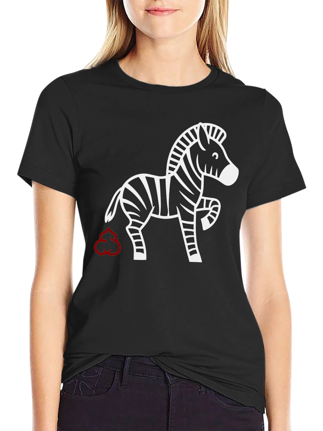Funny Zebra T-Shirt - Red Poop Cloud Design