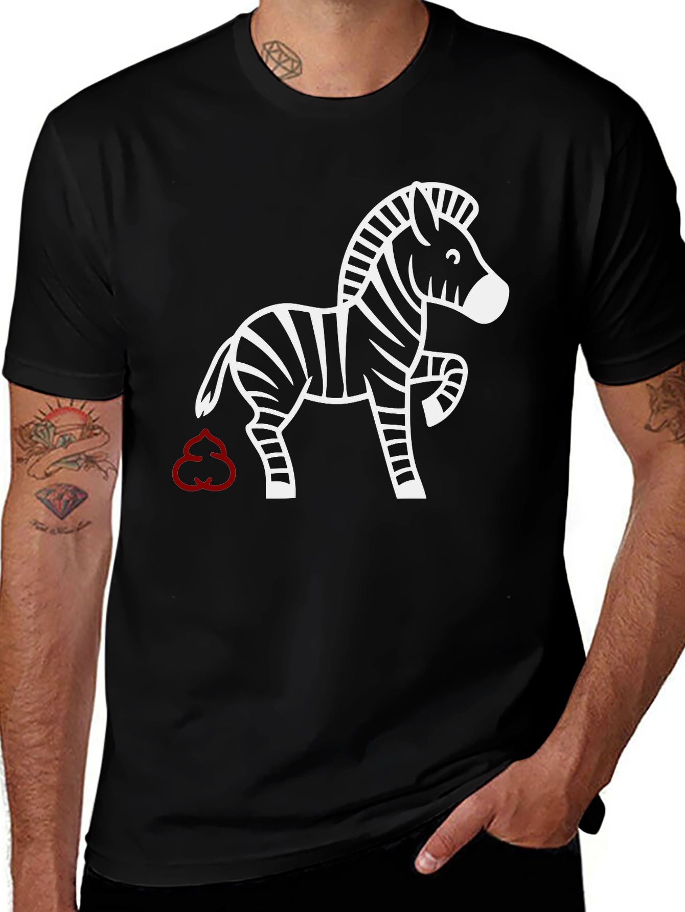 Funny Zebra T-Shirt - Red Poop Cloud Design