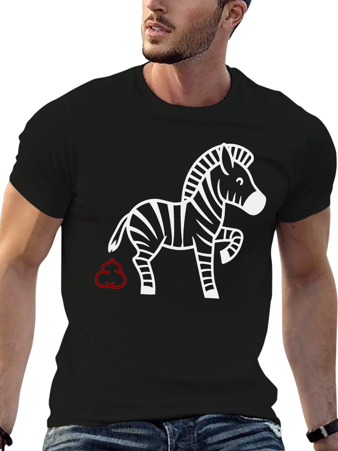 Funny Zebra T-Shirt - Red Poop Cloud Design