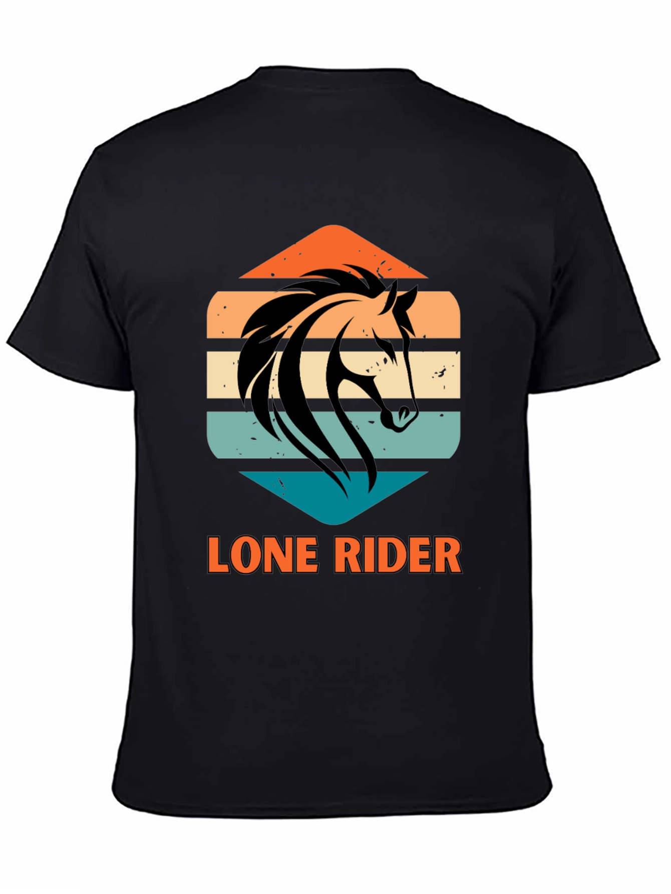Lone Rider Horse Graphic T-Shirt - Black
