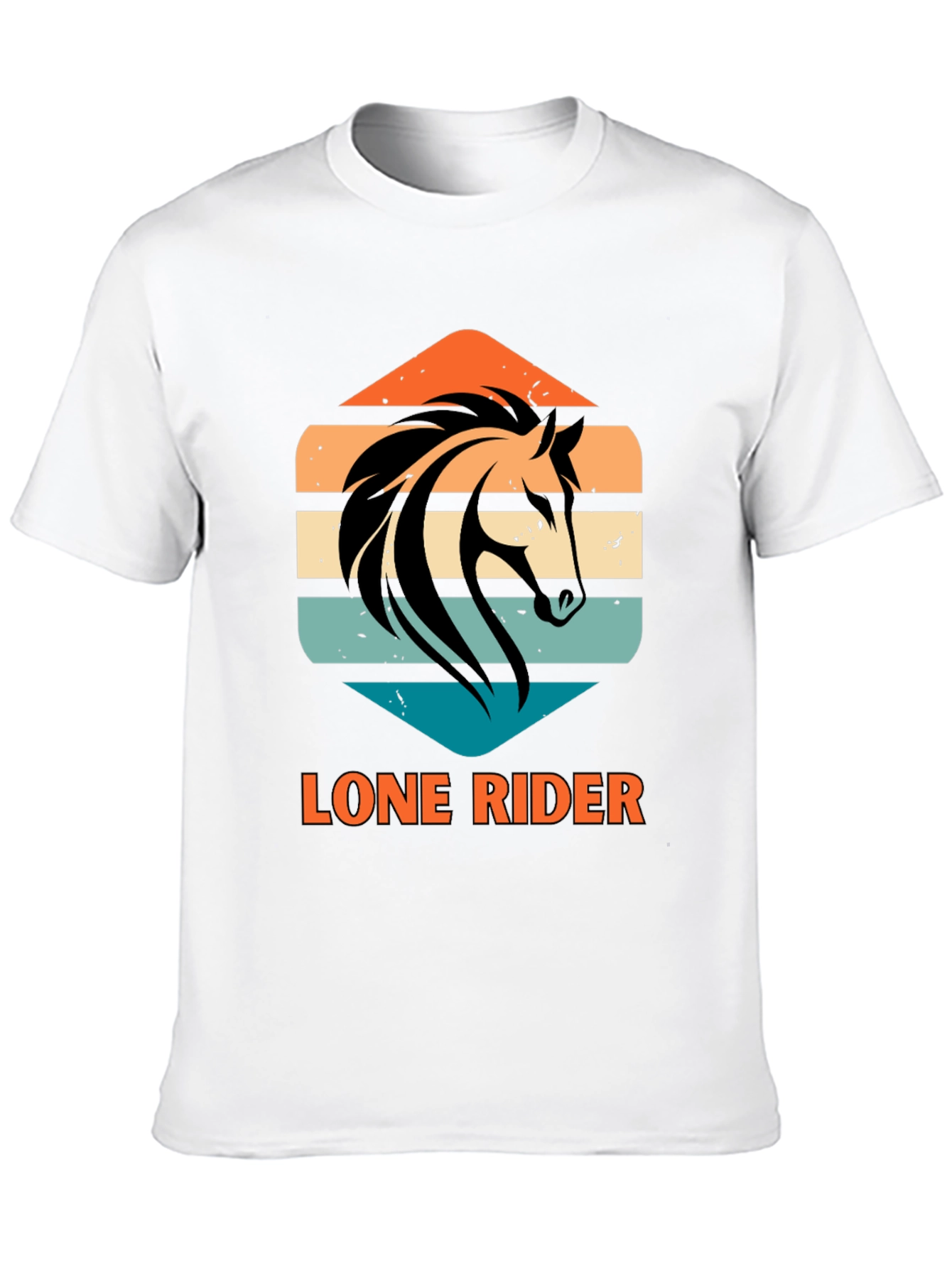 Lone Rider Horse Graphic T-Shirt - Black