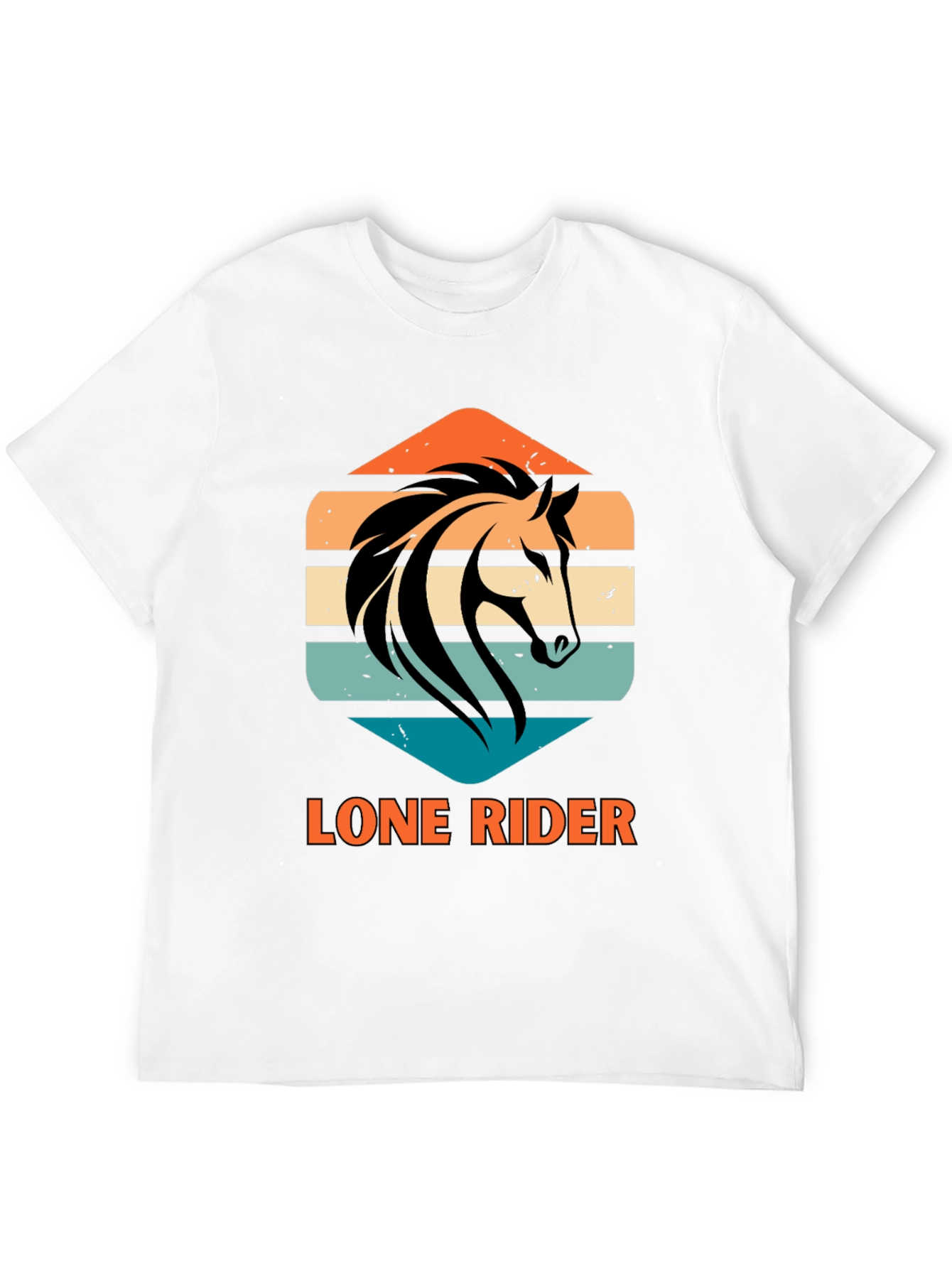 Lone Rider Horse Graphic T-Shirt - Black