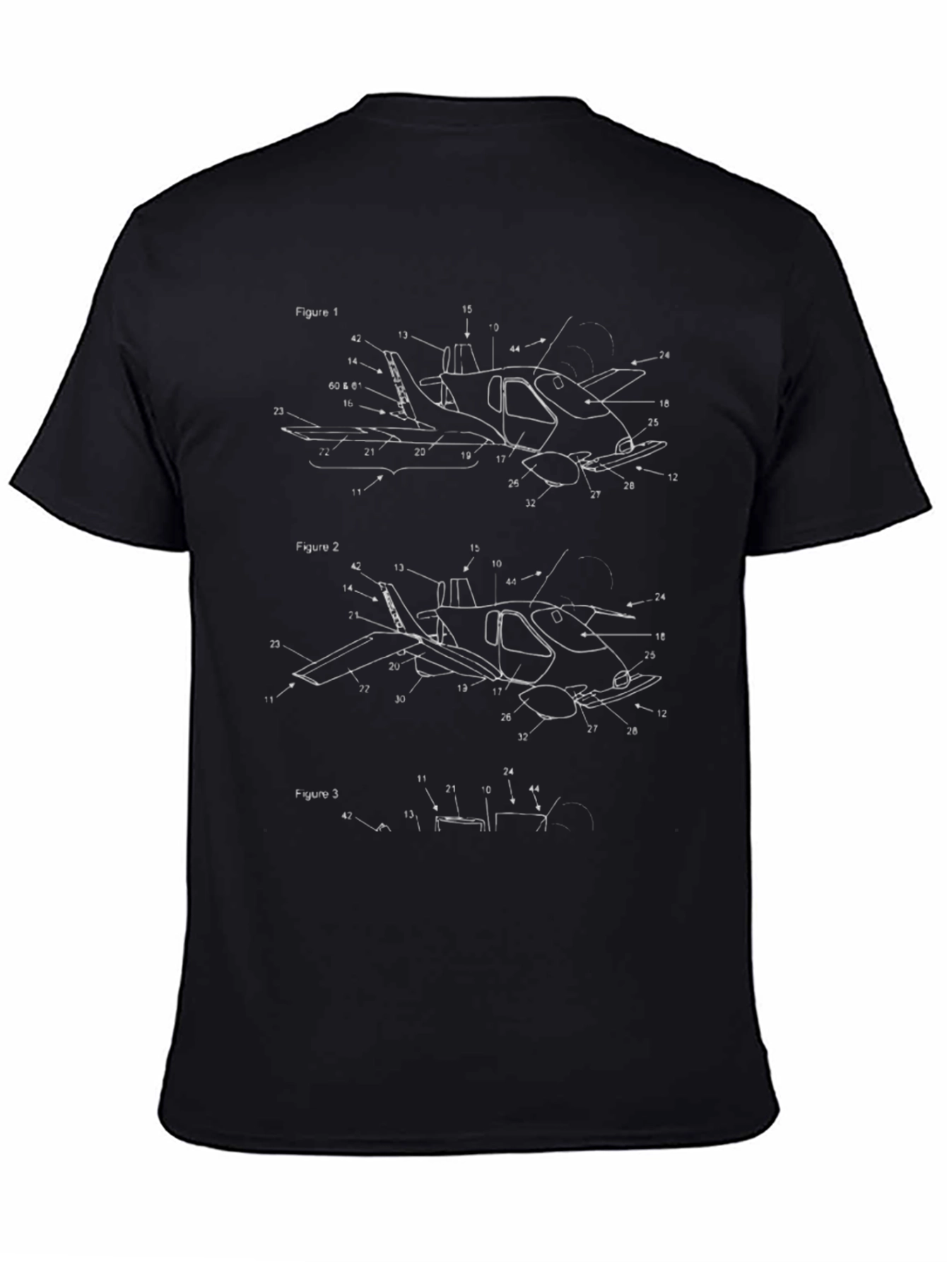 Aircraft Blueprint Graphic Tee - Black