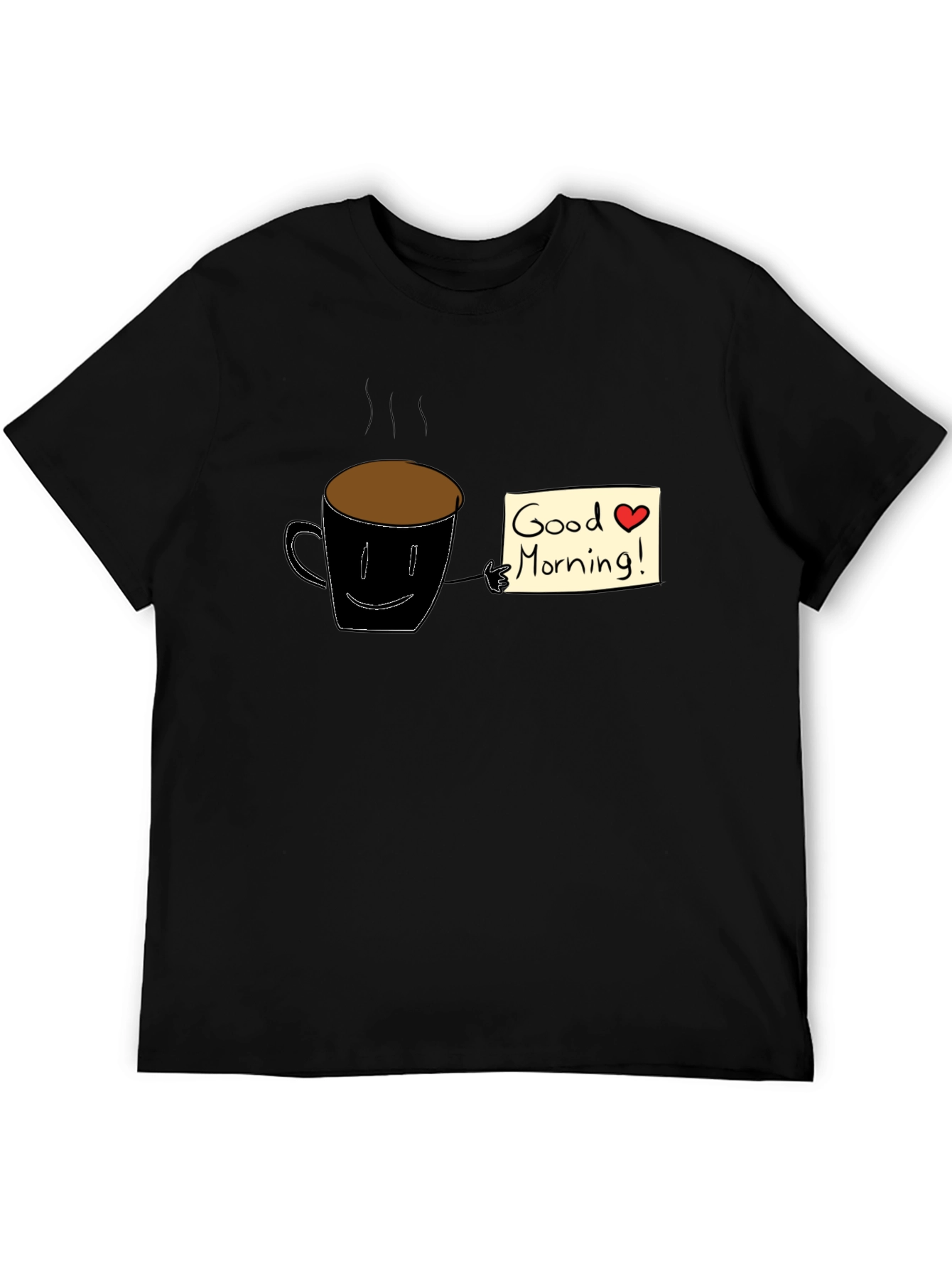 Good Morning Coffee Graphic Tee - Black