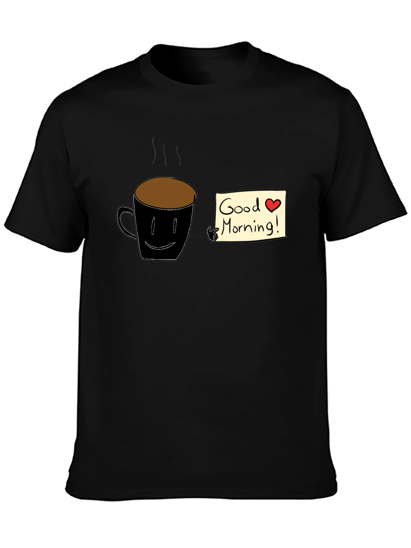 Good Morning Coffee Graphic Tee - Black