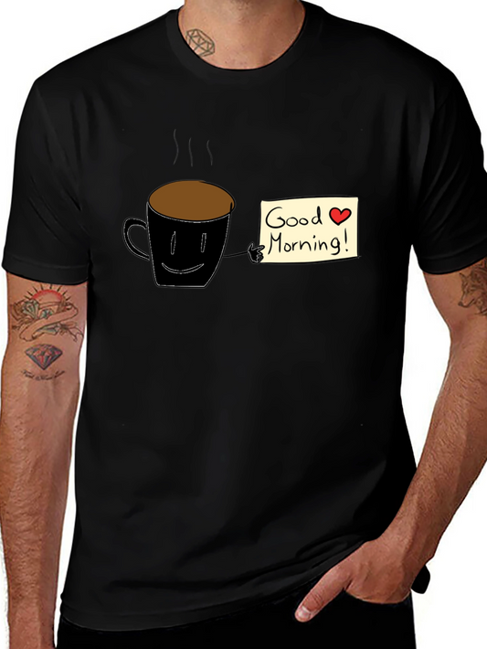 Good Morning Coffee Graphic Tee - Black