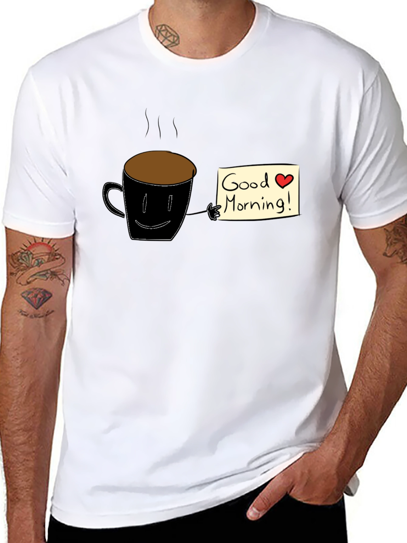 Good Morning Coffee Graphic Tee - Black