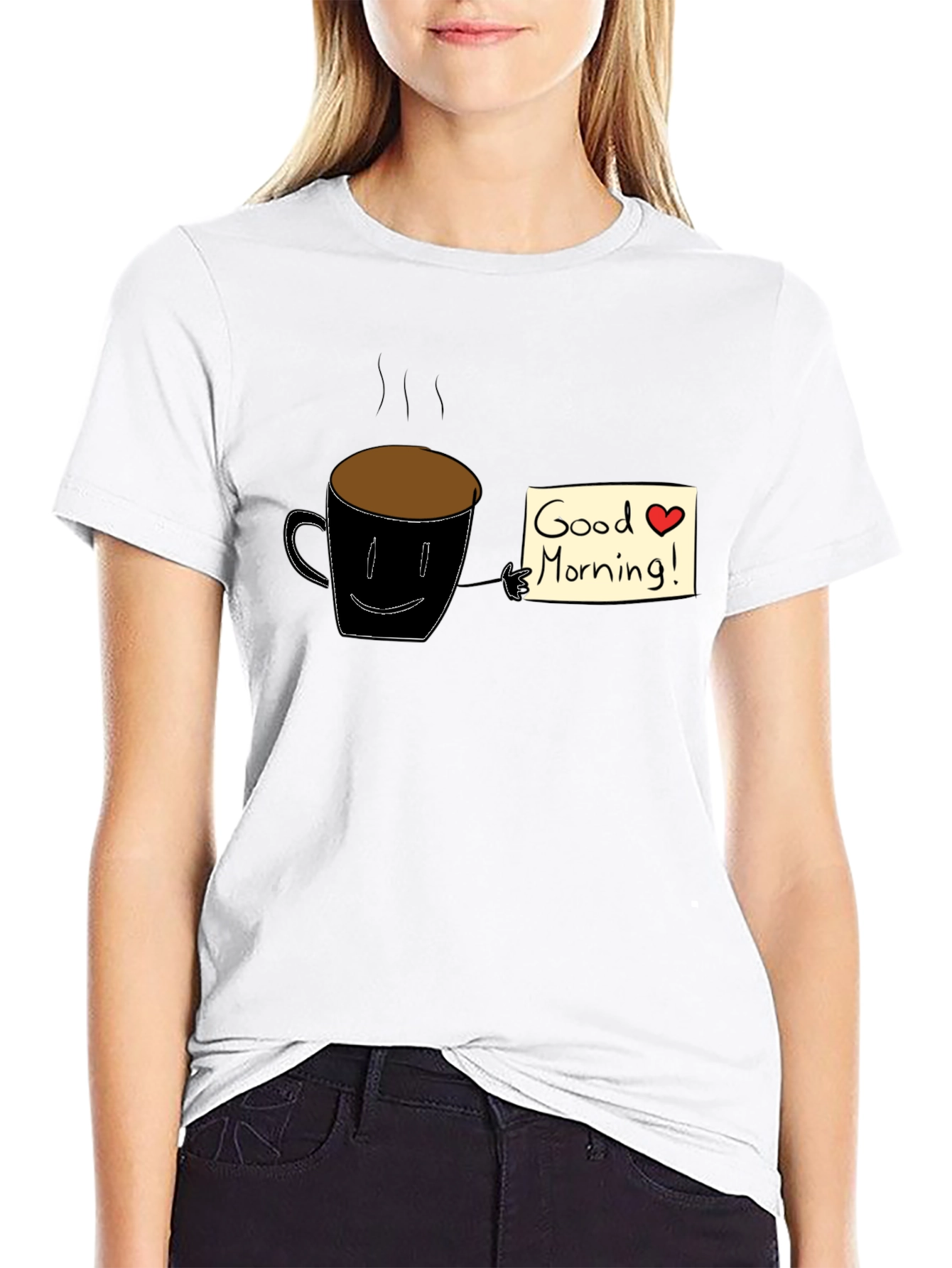 Good Morning Coffee Graphic Tee - Black
