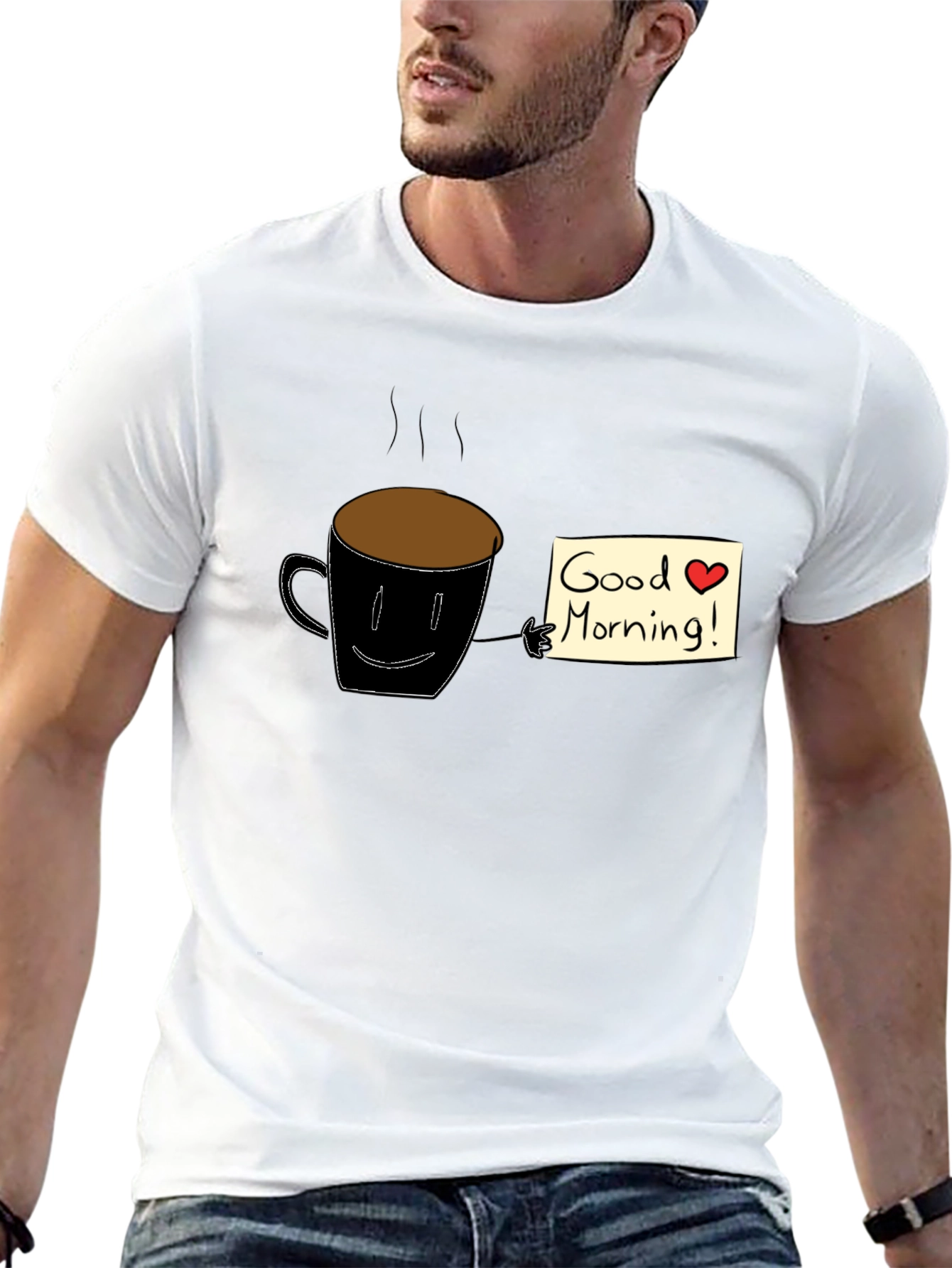 Good Morning Coffee Graphic Tee - Black