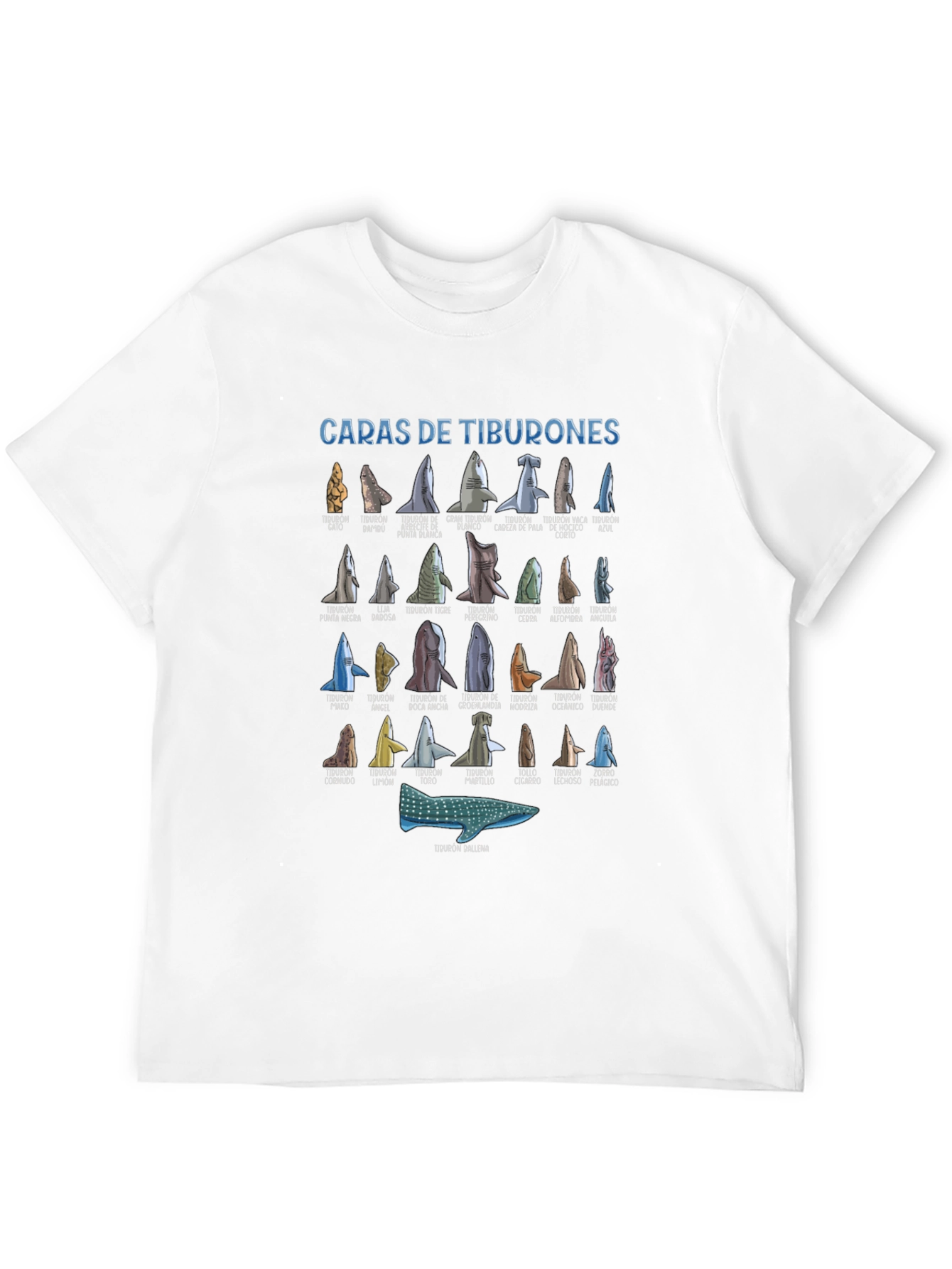 Sharks T-Shirt Caras De Tiburones Black Cotton