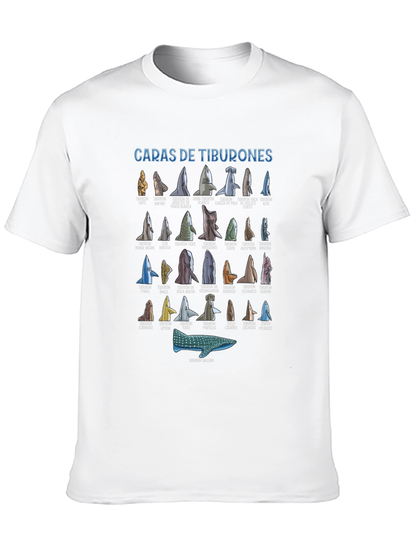 Sharks T-Shirt Caras De Tiburones Black Cotton