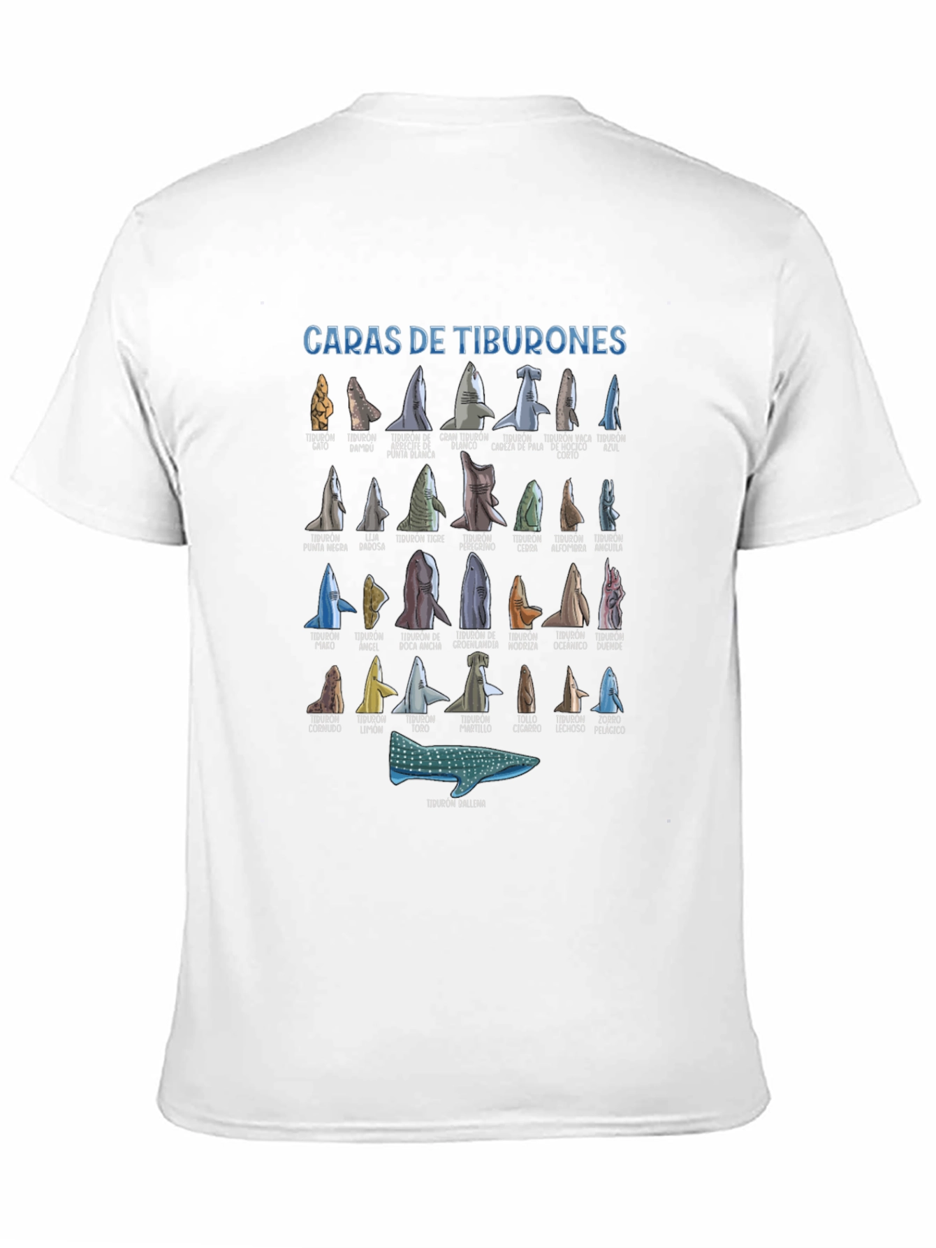 Sharks T-Shirt Caras De Tiburones Black Cotton