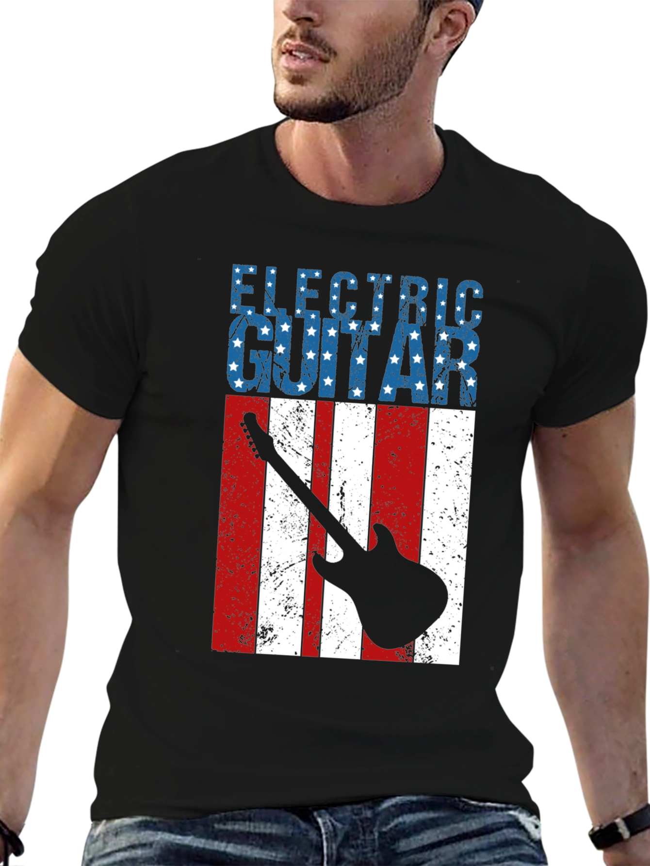 Electric Guitar American Flag T-Shirt