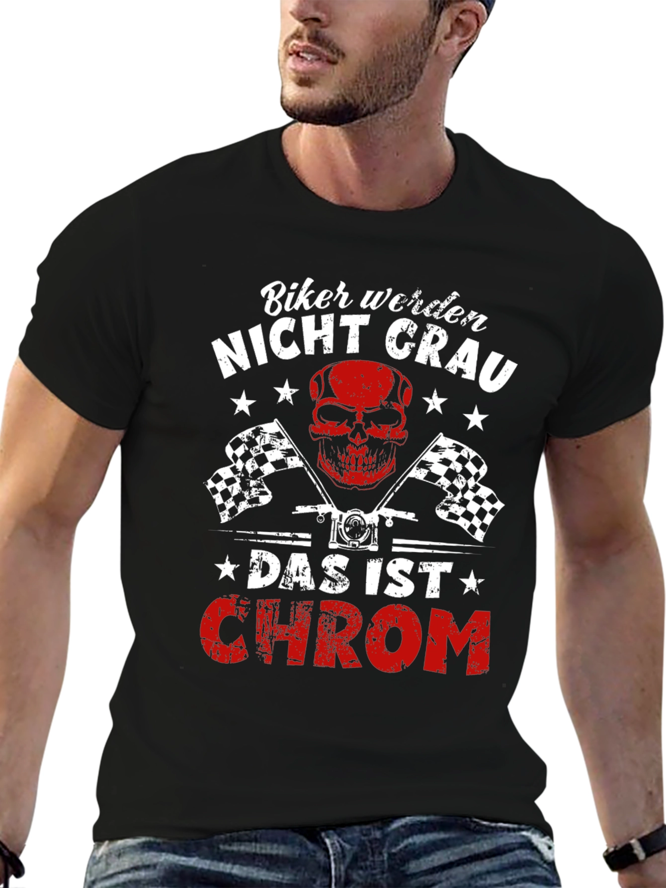 Biker Nicht Grau Graphic Tee