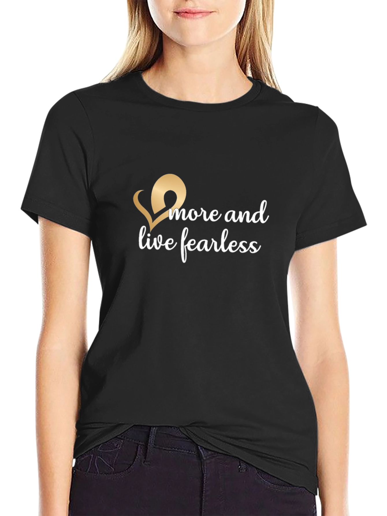 Live Fearless Black Tee - Inspirational Design