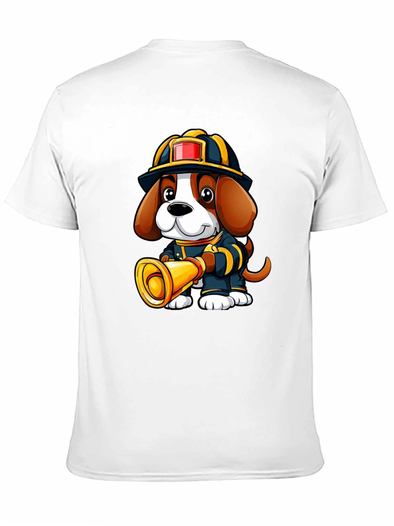 Firefighter Dog Graphic T-Shirt - Cute Cartoon Tee