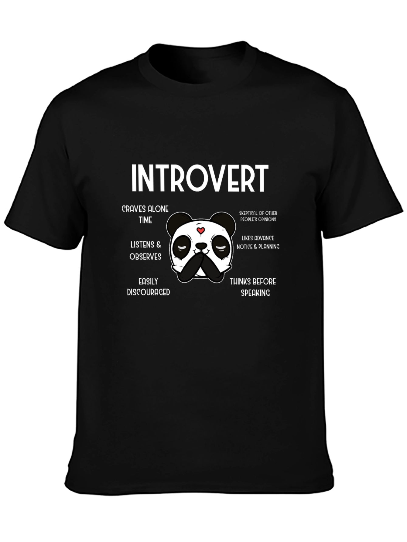 Introvert Panda Graphic T-Shirt - Black