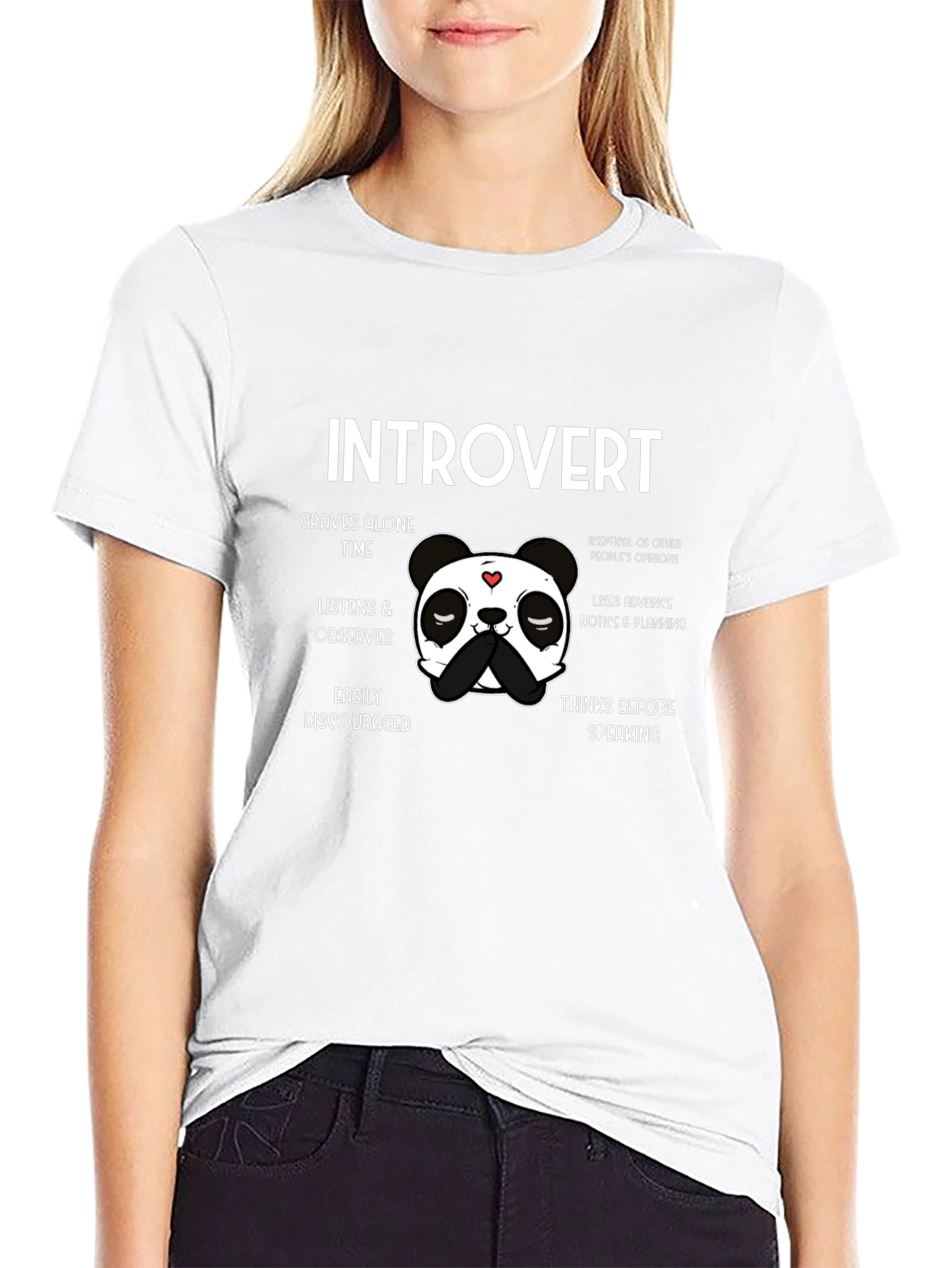 Introvert Panda Graphic T-Shirt - Black