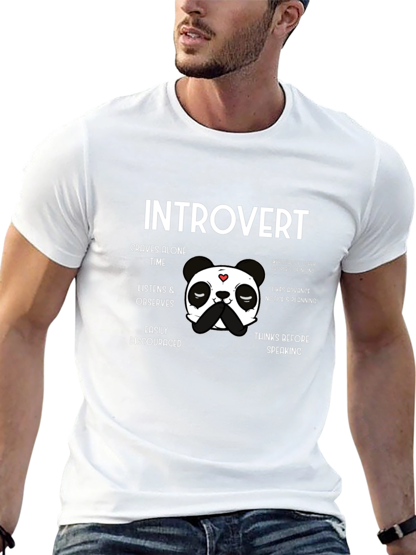 Introvert Panda Graphic T-Shirt - Black
