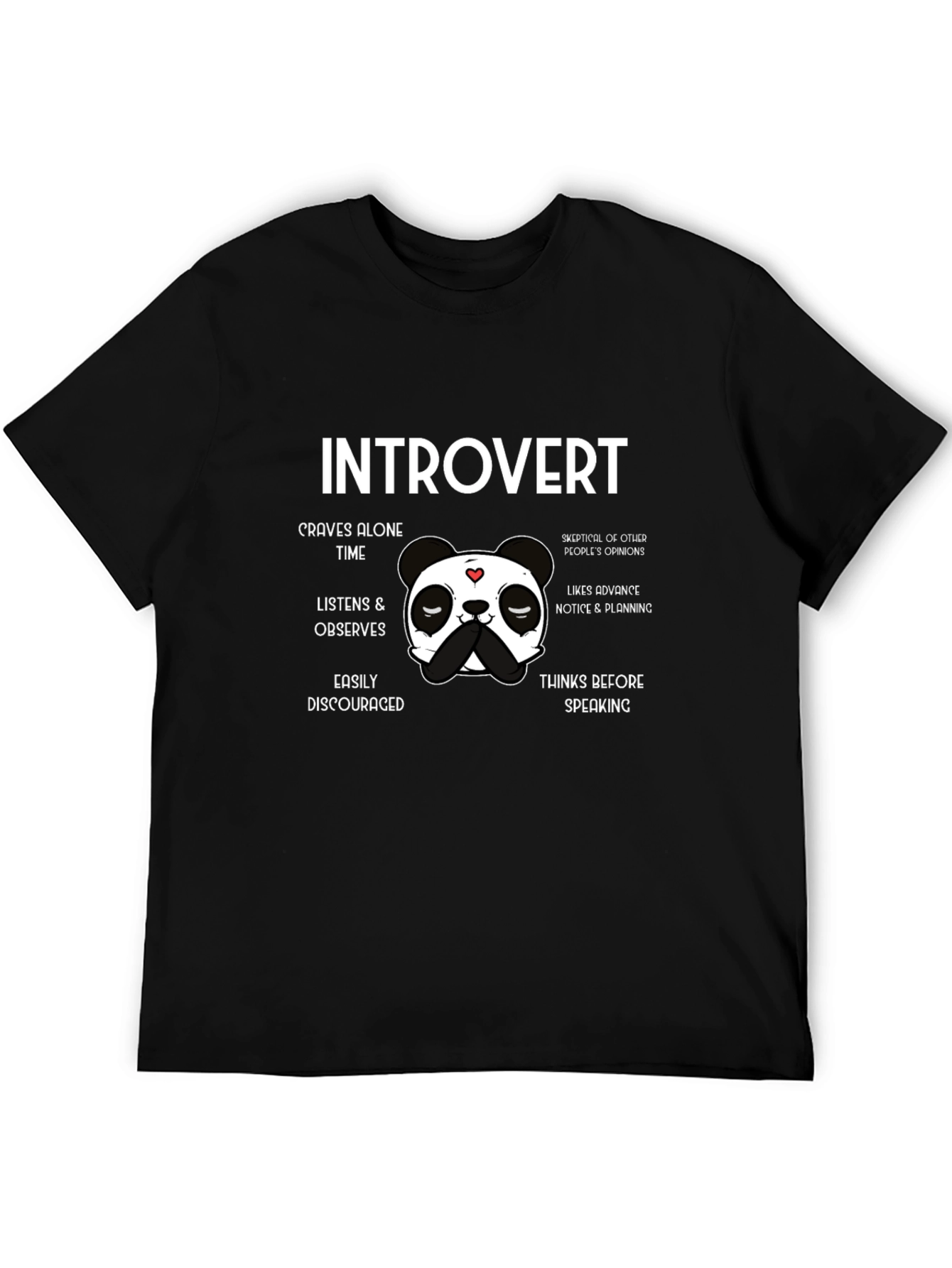 Introvert Panda Graphic T-Shirt - Black