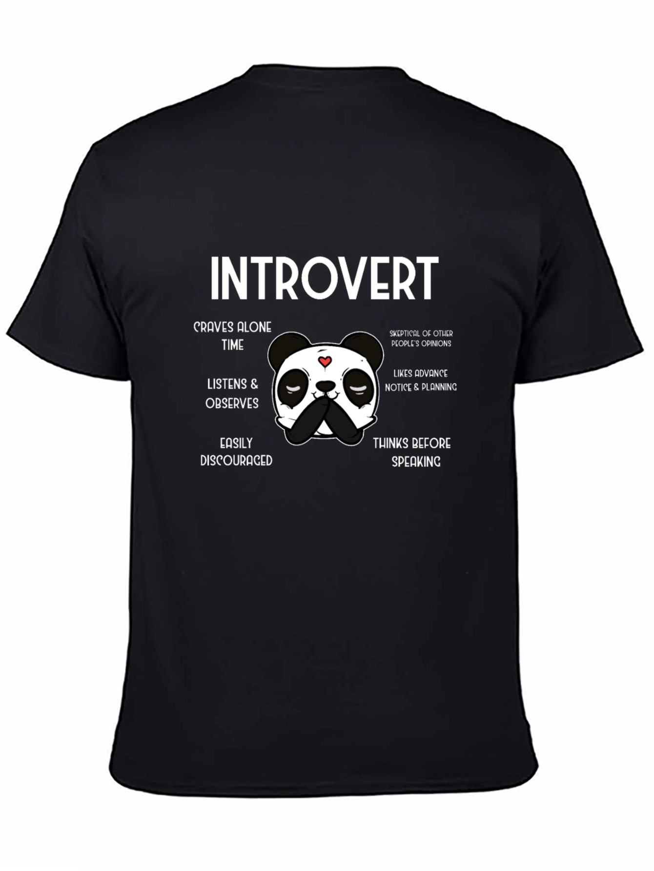 Introvert Panda Graphic T-Shirt - Black