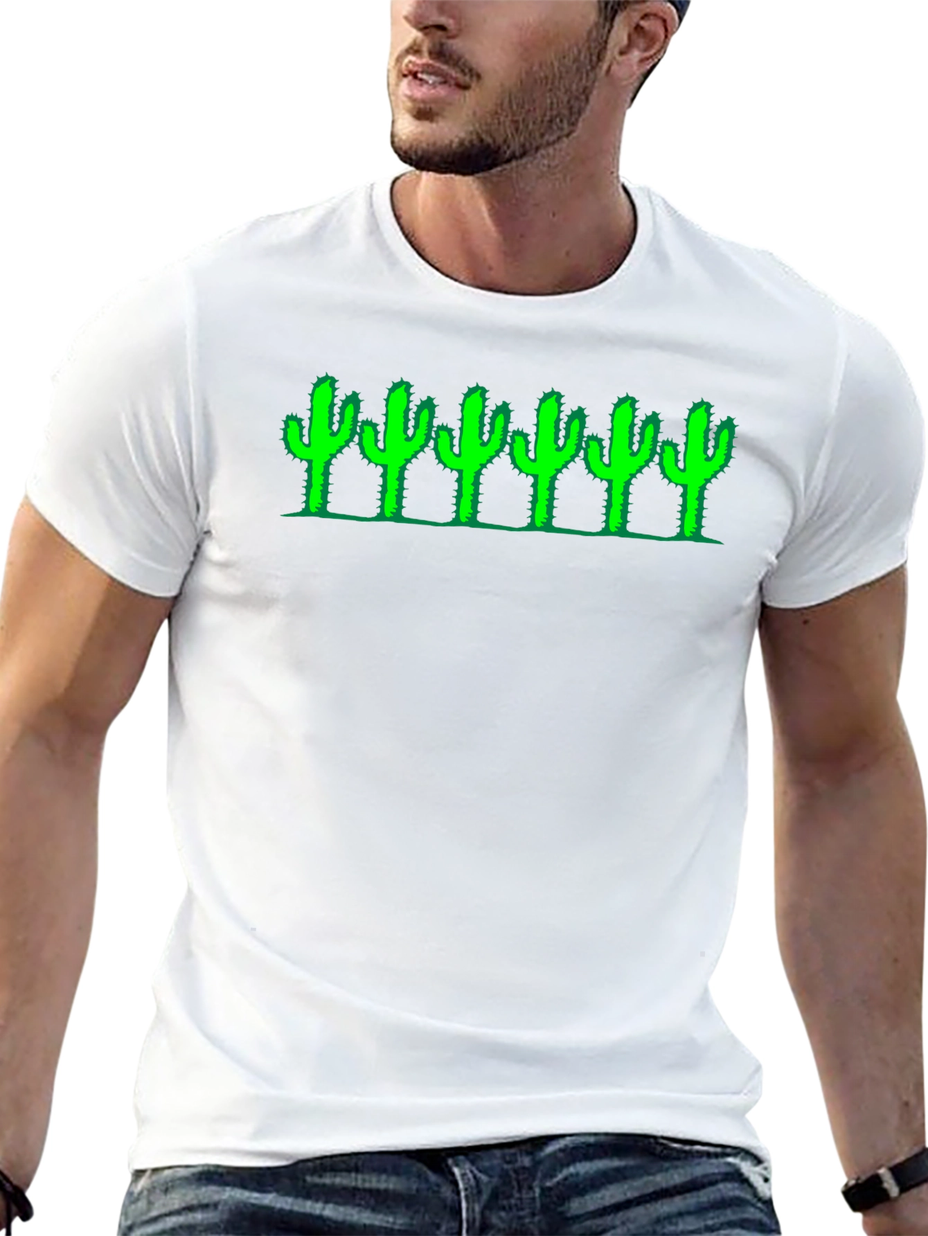 Cactus Row Graphic Tee - Black Cotton T-Shirt