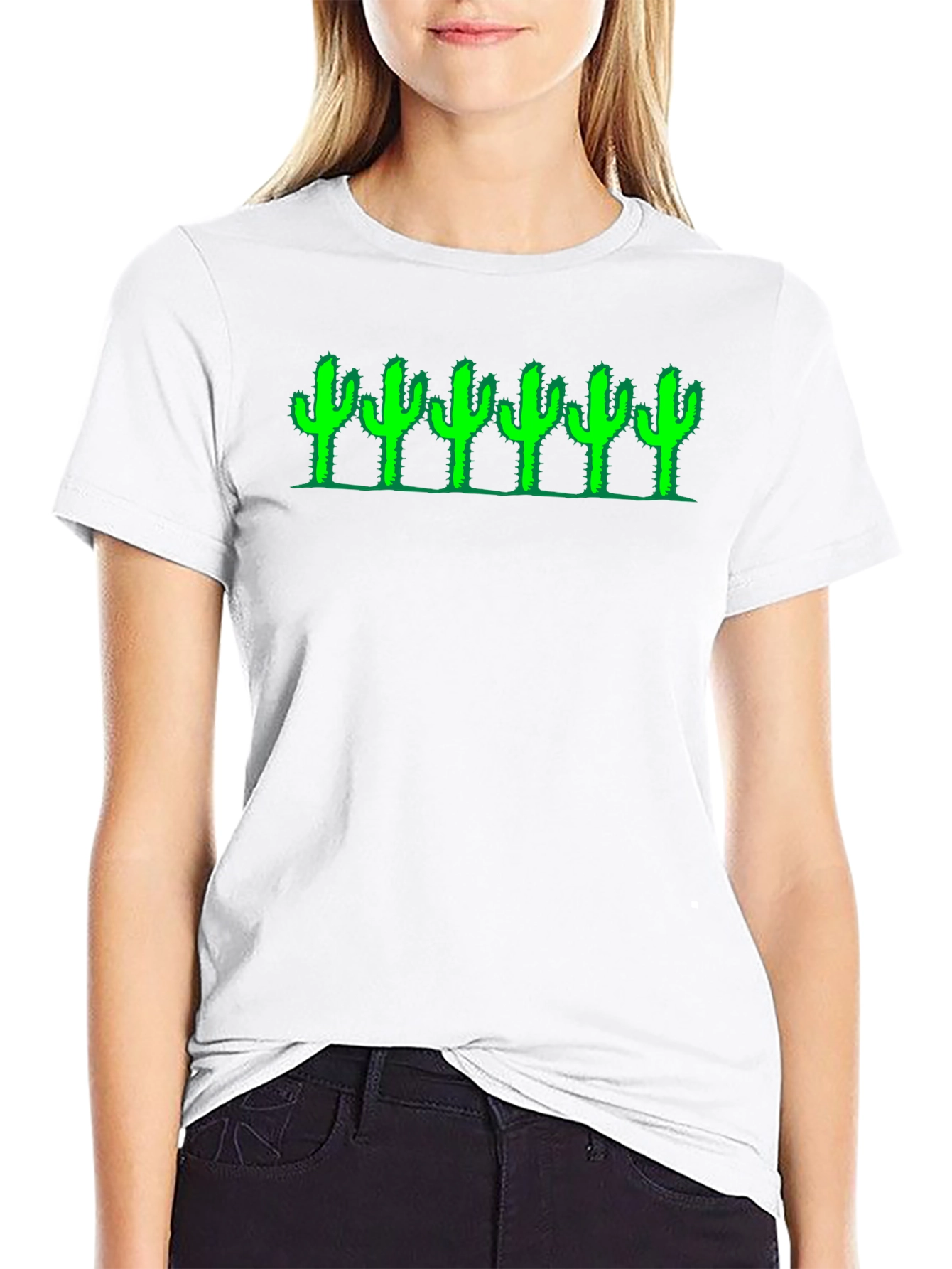Cactus Row Graphic Tee - Black Cotton T-Shirt