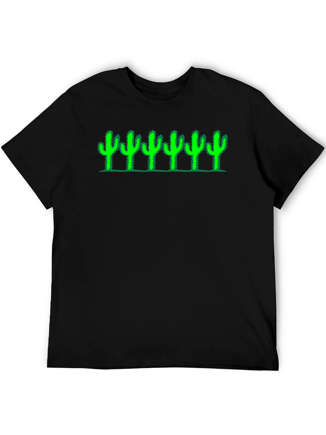 Cactus Row Graphic Tee - Black Cotton T-Shirt
