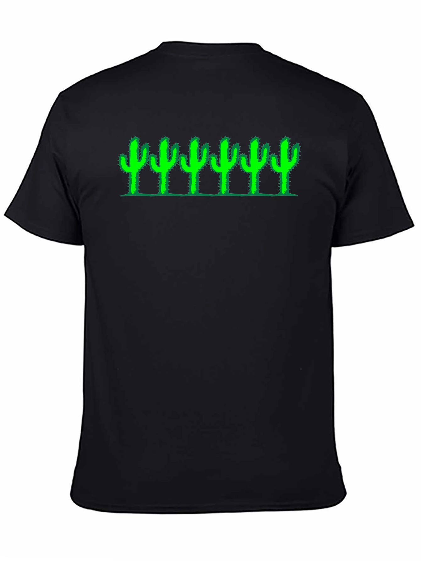 Cactus Row Graphic Tee - Black Cotton T-Shirt