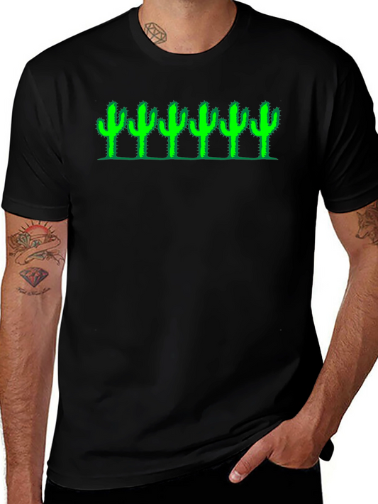 Cactus Row Graphic Tee - Black Cotton T-Shirt