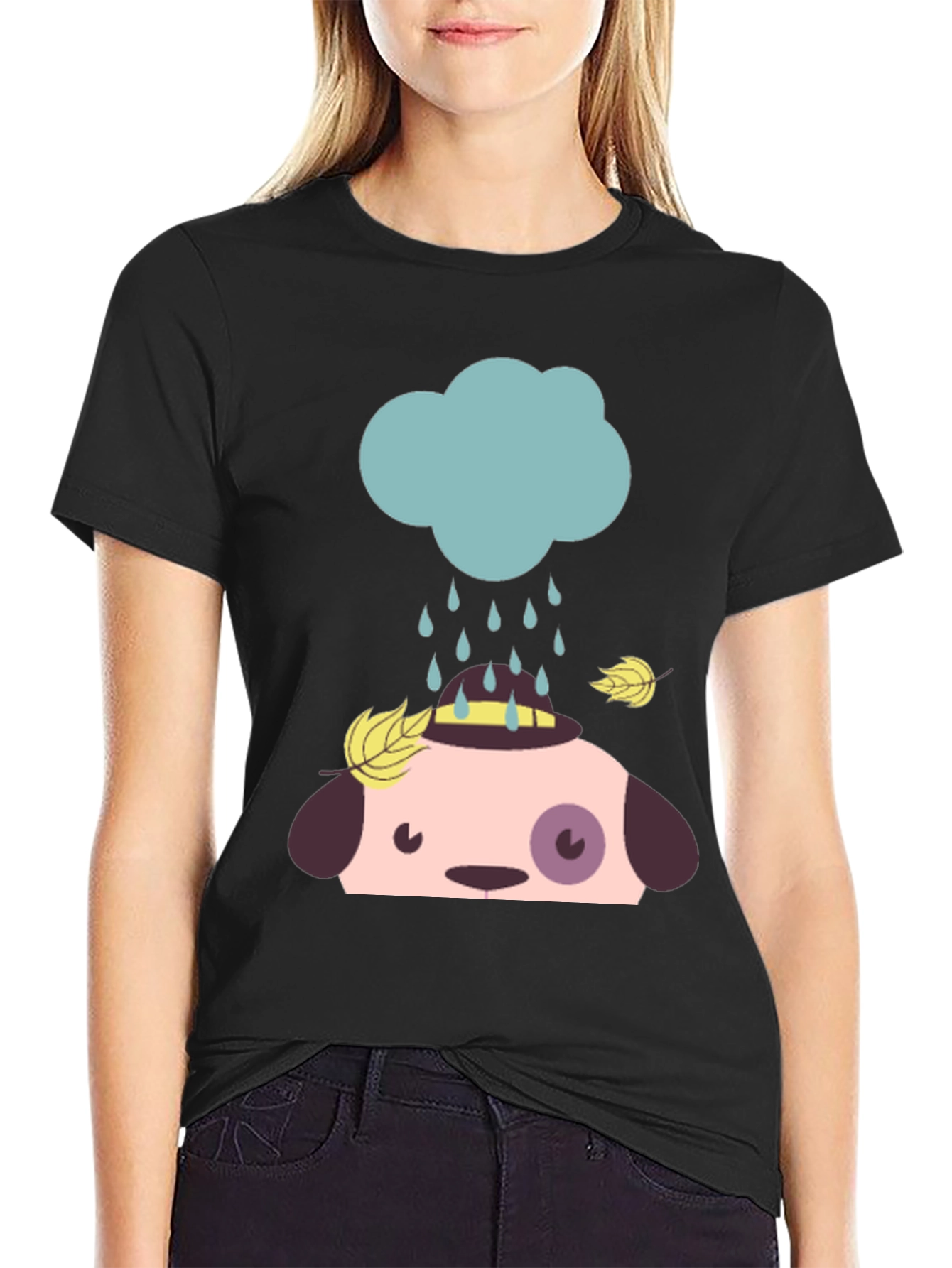Cute Dog Rain Cloud Graphic Tee