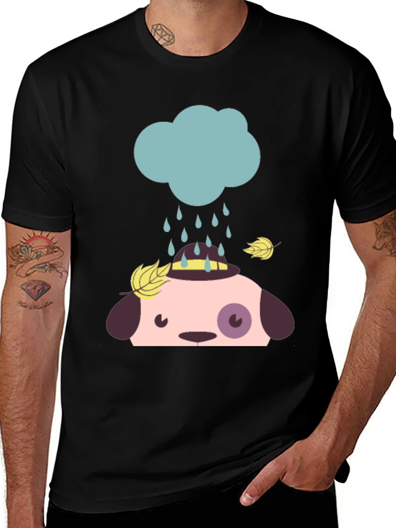 Cute Dog Rain Cloud Graphic Tee