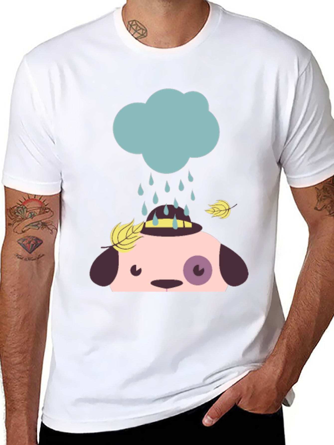 Cute Dog Rain Cloud Graphic Tee