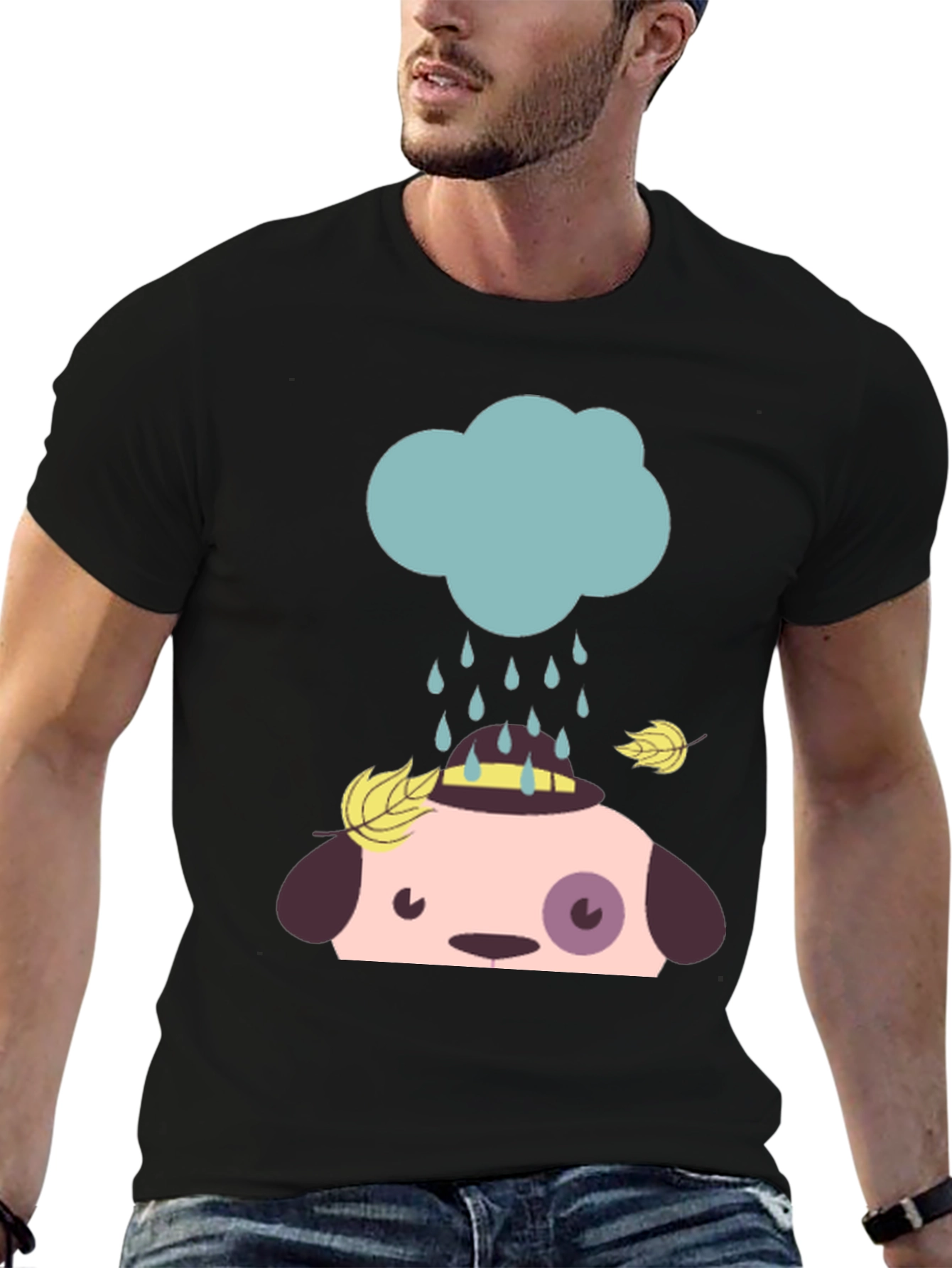 Cute Dog Rain Cloud Graphic Tee