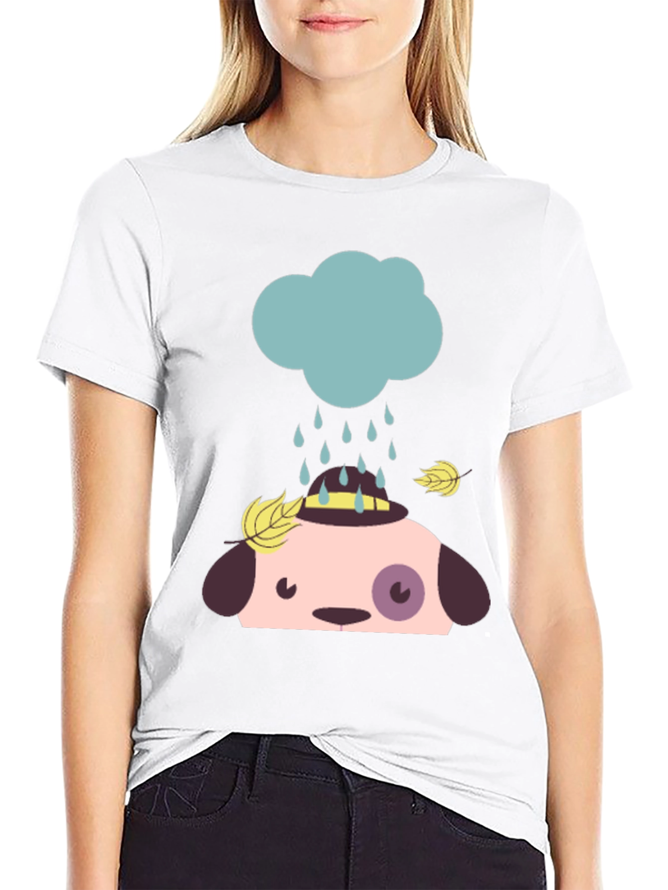 Cute Dog Rain Cloud Graphic Tee