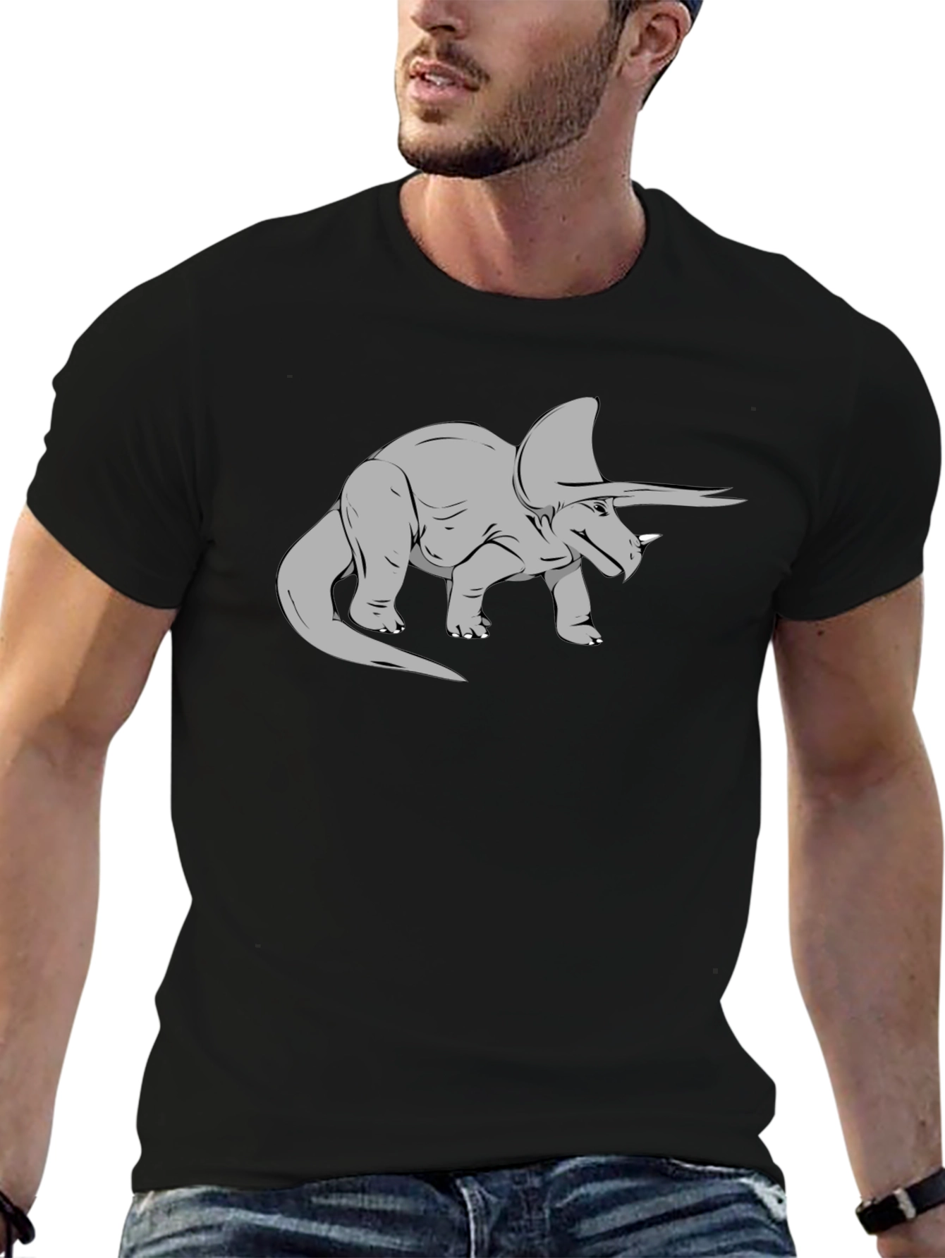 Triceratops Graphic Tee - Black Classic Fit