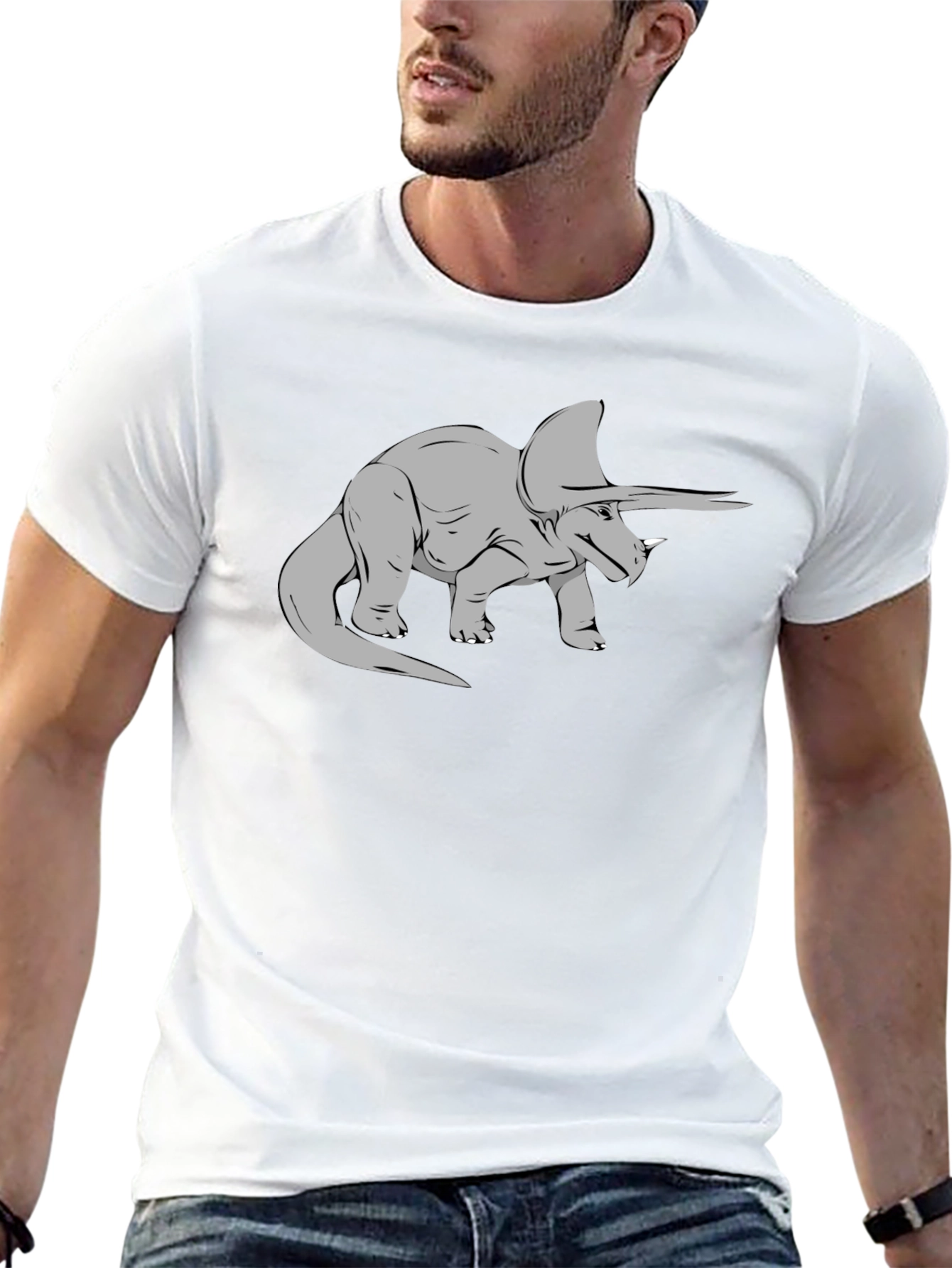 Triceratops Graphic Tee - Black Classic Fit