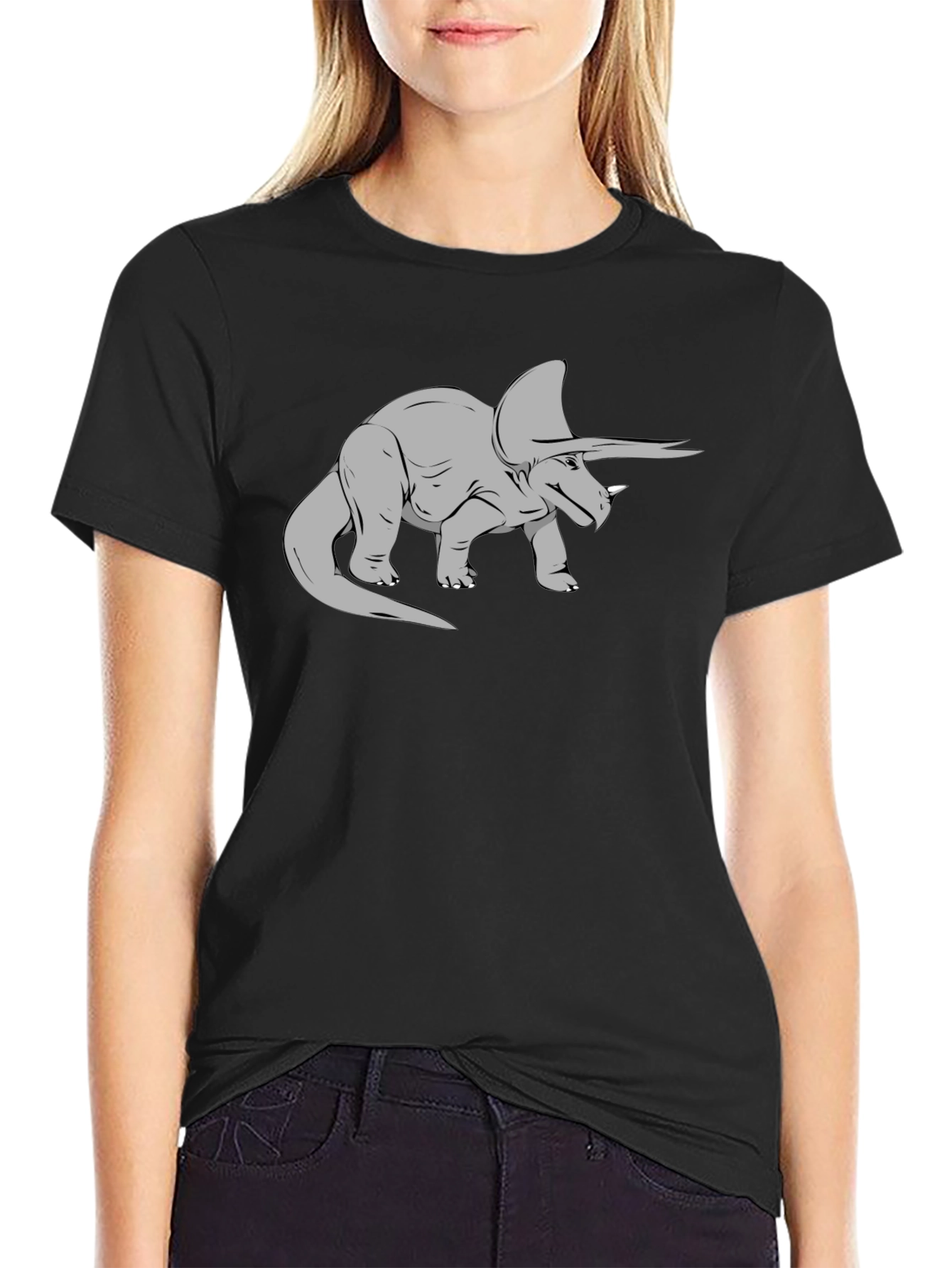 Triceratops Graphic Tee - Black Classic Fit