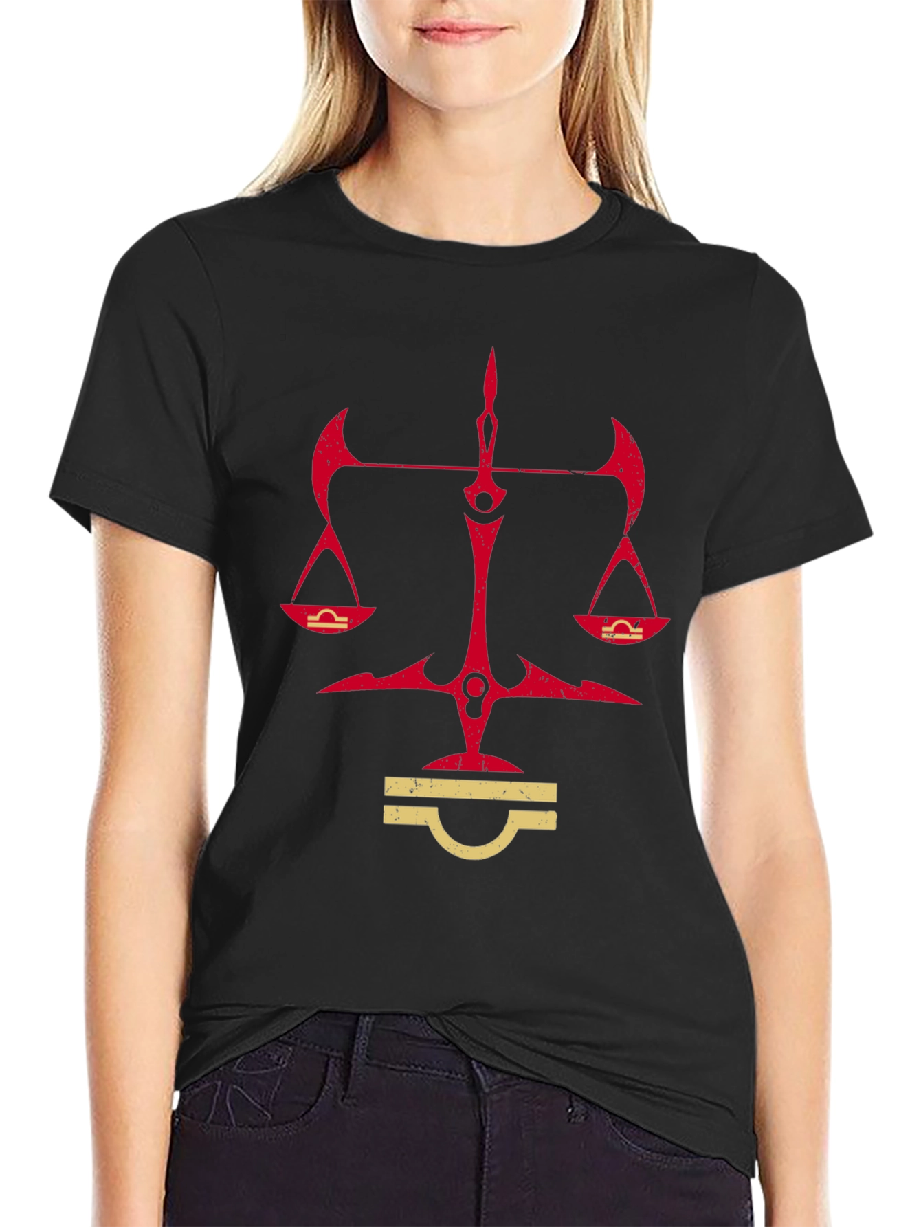 Libra Zodiac Graphic Tee - Black