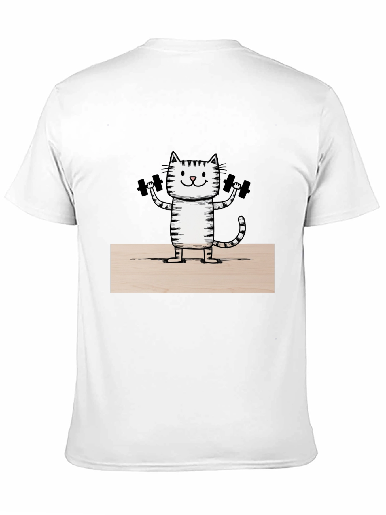 Funny Cat Lifting Weights T-Shirt - Black