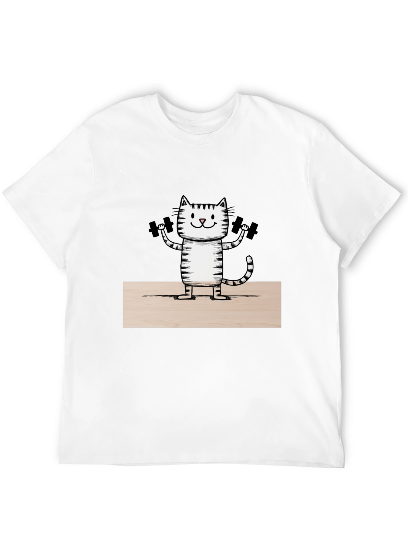 Funny Cat Lifting Weights T-Shirt - Black