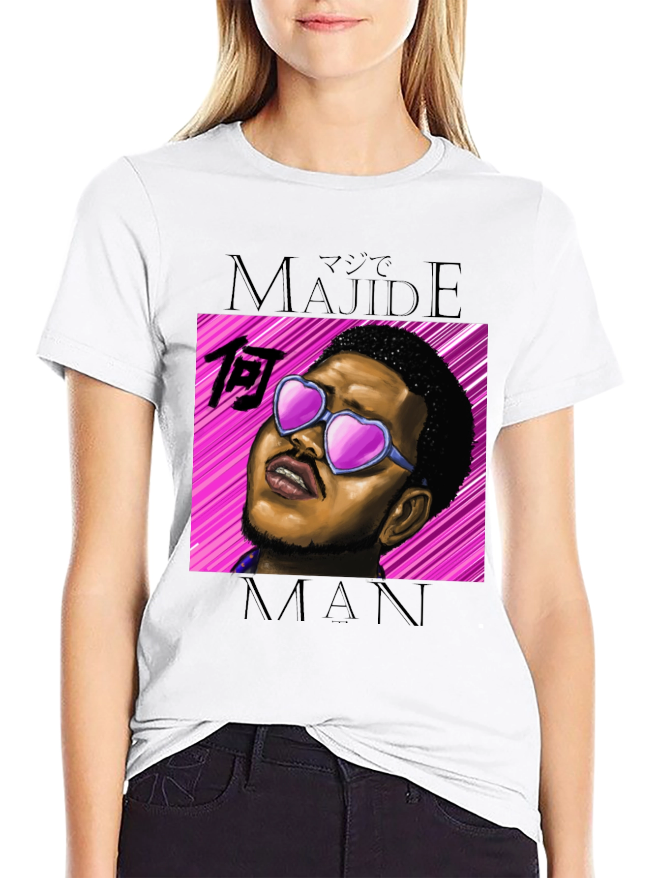 Majideman Graphic Tee - Trendy Heart Sunglasses Design