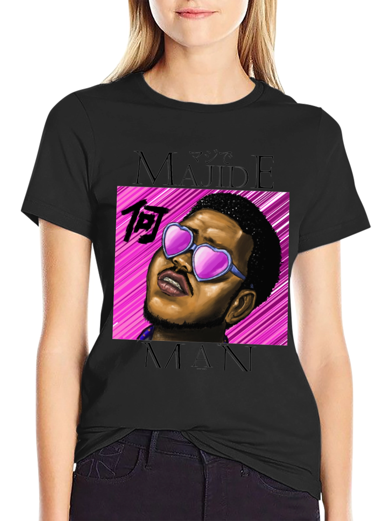 Majideman Graphic Tee - Trendy Heart Sunglasses Design