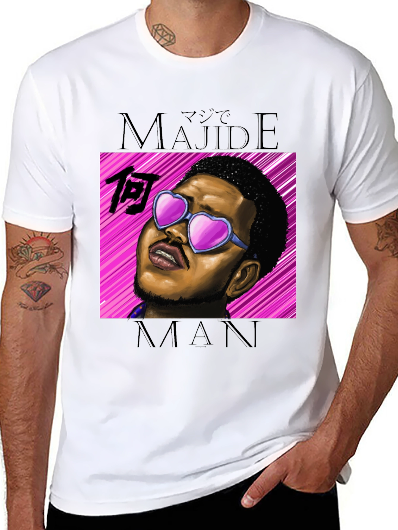 Majideman Graphic Tee - Trendy Heart Sunglasses Design