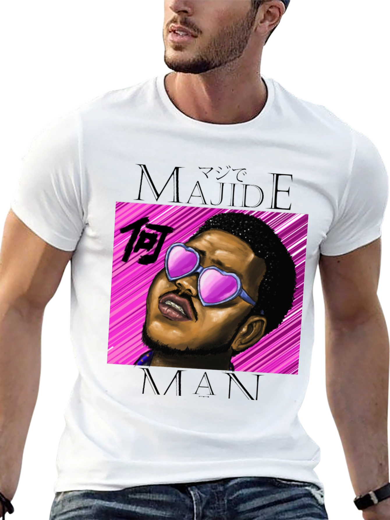 Majideman Graphic Tee - Trendy Heart Sunglasses Design