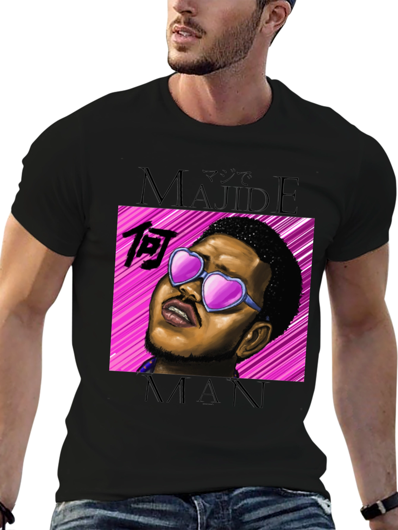 Majideman Graphic Tee - Trendy Heart Sunglasses Design