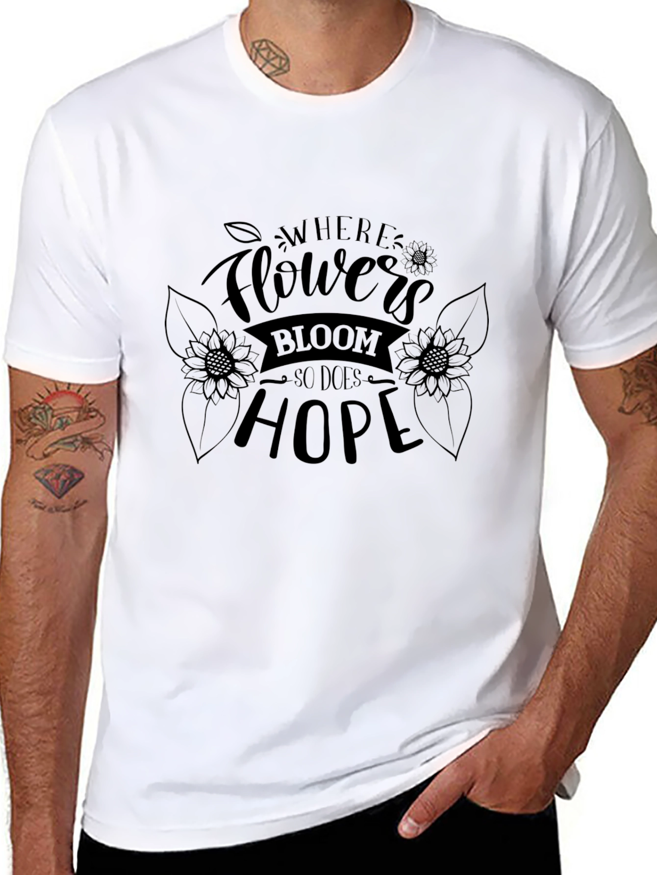 Floral Hope T-Shirt - Unisex Black Tee
