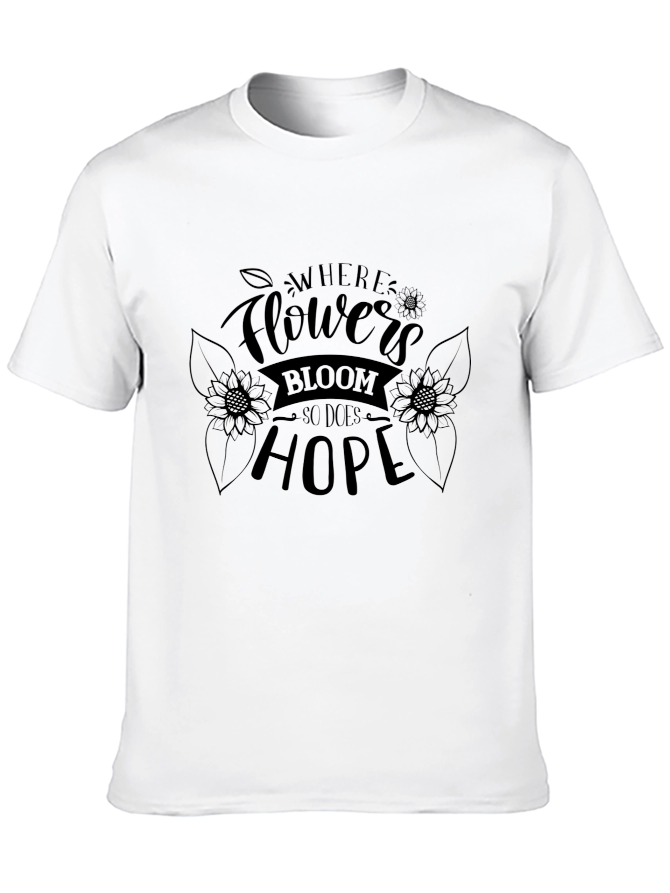 Floral Hope T-Shirt - Unisex Black Tee