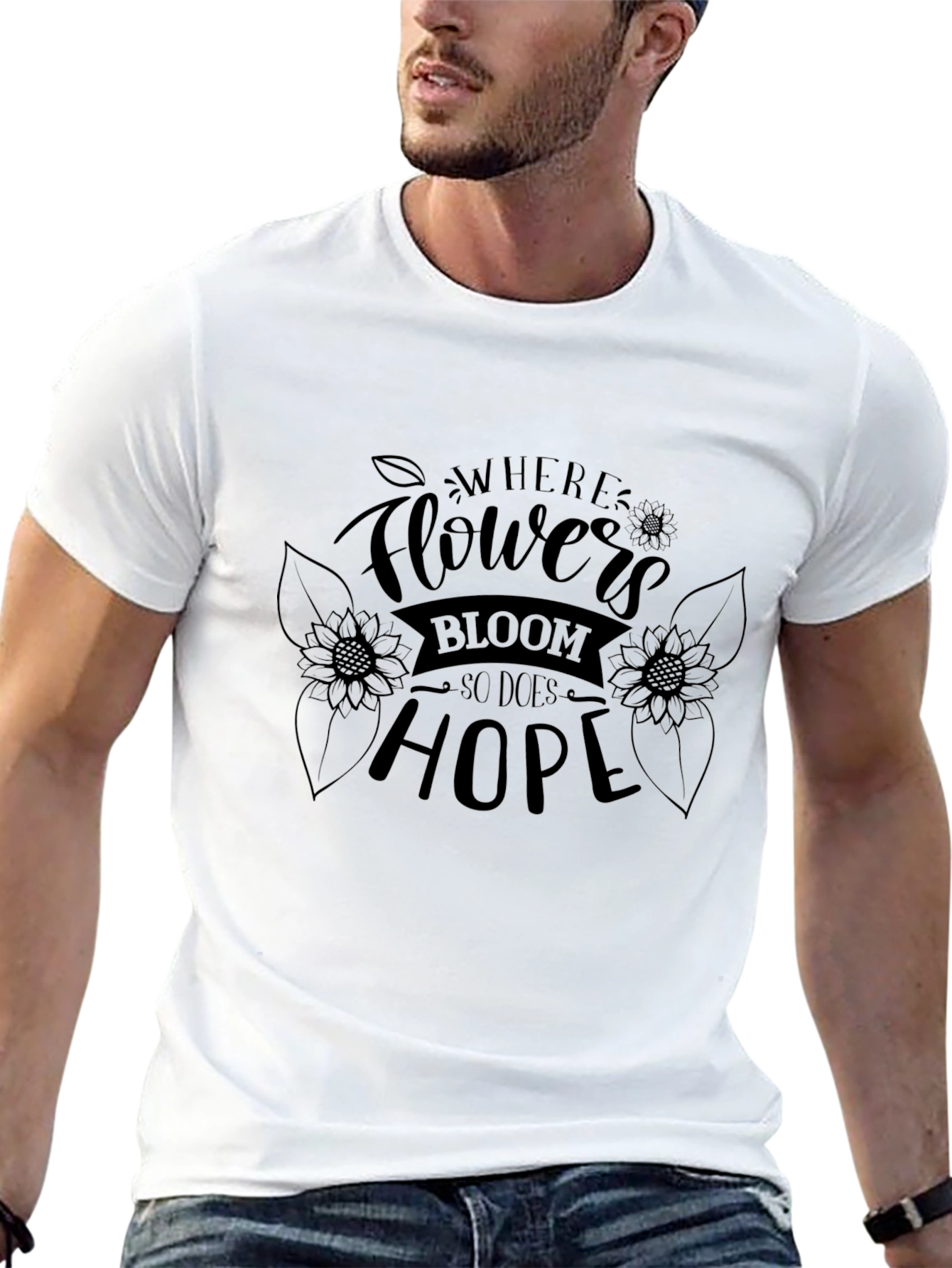 Floral Hope T-Shirt - Unisex Black Tee