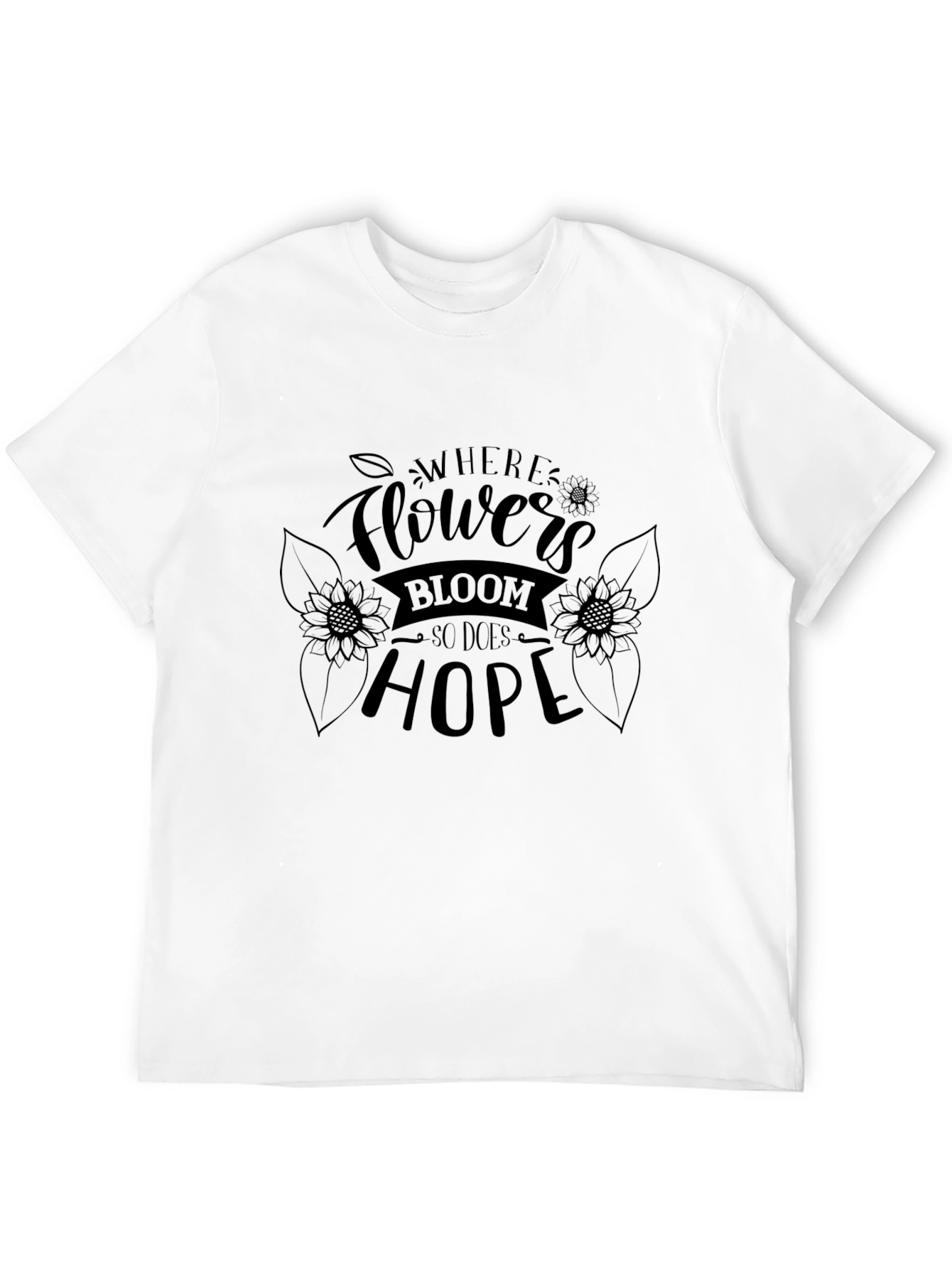 Floral Hope T-Shirt - Unisex Black Tee